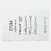 キッチンイタリアンサーディンイタリア引用文スケッチ キッチンタオル (横)