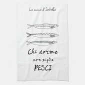 キッチンイタリアンサーディンイタリア引用文スケッチ キッチンタオル (縦)