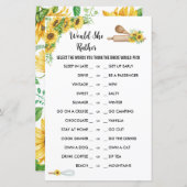 キッチンウィス遠くにブライダルシャワーゲームひまわり (正面/裏面)