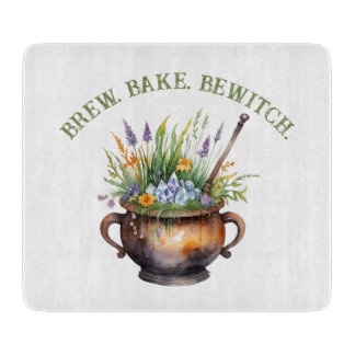 キッチンウィッチの魔法のブレンドで焼き、惑わす Cottagecore カッティングボード