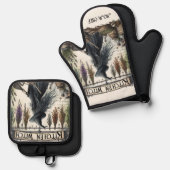 キッチンウィッチリタイアメントマママ祖母カスタム妻 鍋つかみ&鍋敷きセット (正面/裏面)