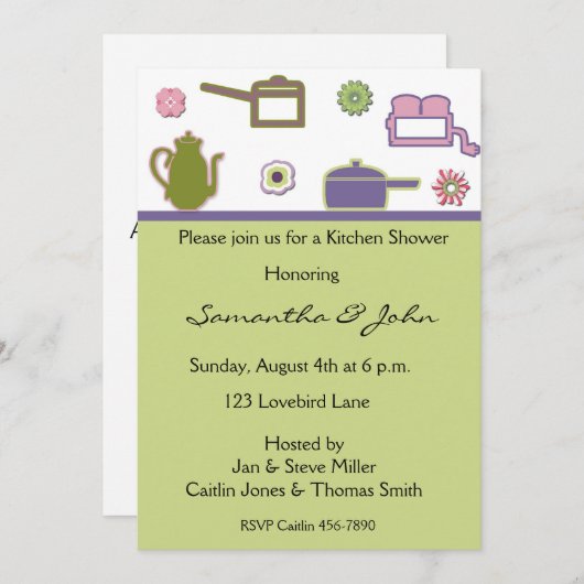 キッチンウェディングシャワー招待状 招待状 (正面/裏面)