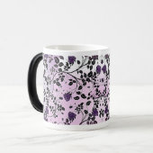 キッチンエレガントデコ用紫色の花柄 モーフィングマグカップ (正面左)