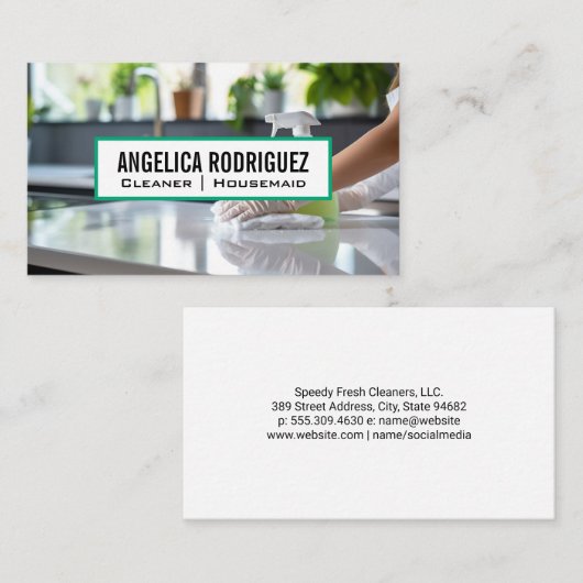 キッチンカウンターを洗浄するクリーナー 名刺 (正面/裏面)