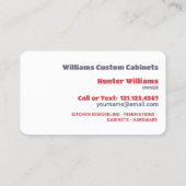 キッチンカスタムキャビネット 名刺 (裏面)