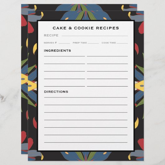 キッチンカラフルタイル |ケーキ&クッキーのレシピページ (正面/裏面)
