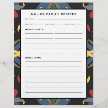 キッチンカラフルタイル |ファミリーレシピバインダーページ