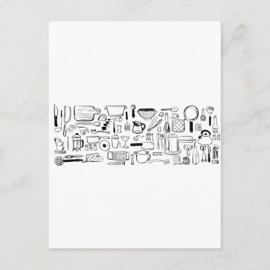 キッチンカラフルパターン ポストカード (正面)