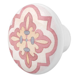 キッチンカラフルピンク用の水色レトロ花 セラミックノブ