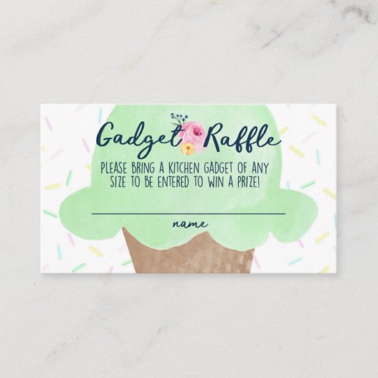 キッチンガジェットラッフルブライダルシャワー挿入カード エンクロージャーカード (正面)