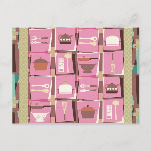 キッチンガジェット – ピンクの葉書(またはレシピカード) ポストカード (正面)