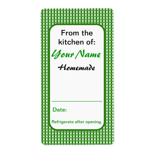 キッチンガニングカスタムラベル緑から ラベル (正面)