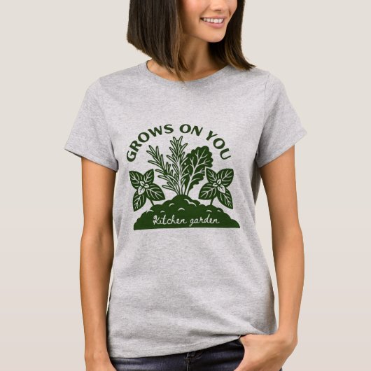 キッチンガーデンのハーブの緑 Tシャツ (正面)