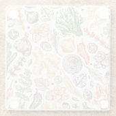 キッチンガーデン野菜パターン ガラスコースター (裏面)