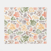 キッチンガーデン野菜パターン フリースブランケット (正面(横))