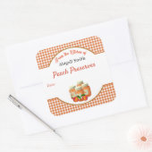 キッチンキャニングピーチギンガムスクエアステッカー スクエアシール (封筒)