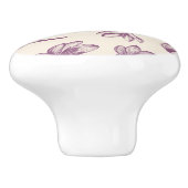 キッチンキャビネットのノブ:フローラとBurgandy セラミックノブ (側面)