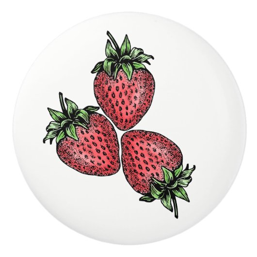 キッチンキャビネットの3イチゴのメイク セラミックノブ (正面)