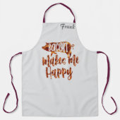 キッチンギフトエプロンおもしろいベーコン私を幸せにする エプロン (正面)
