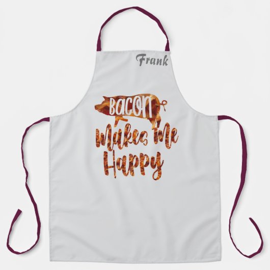 キッチンギフトエプロンおもしろいベーコン私を幸せにする エプロン (正面)