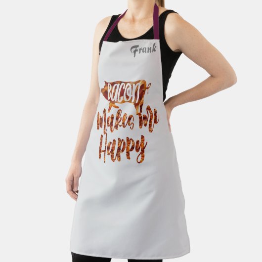 キッチンギフトエプロンおもしろいベーコン私を幸せにする エプロン (インサイチュ)