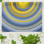 キッチンクロスの黄色と青のスパイラル キッチンタオル (折り畳み)