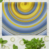 キッチンクロスの黄色と青のスパイラル キッチンタオル (折り畳み)