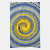 キッチンクロスの黄色と青のスパイラル キッチンタオル (縦)