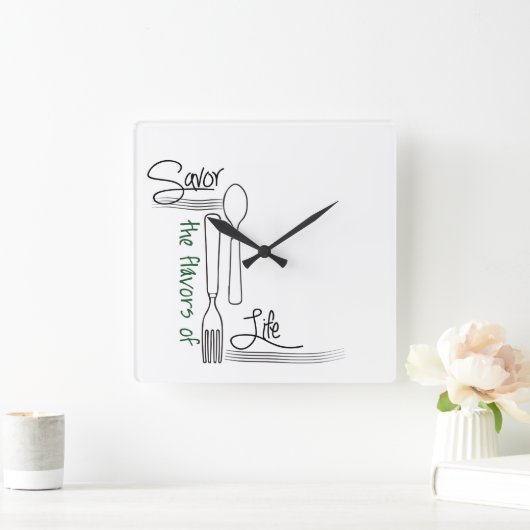 キッチンクロック、人生の味を楽しむ スクエア壁時計 (ホーム)