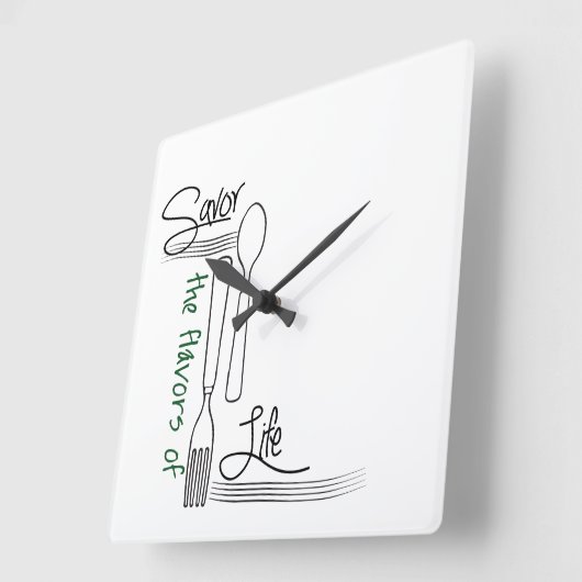 キッチンクロック、人生の味を楽しむ スクエア壁時計 (傾斜)