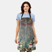 キッチンクールでの滞在：雪だるま「Chill Chef」 エプロン (着用した状態)