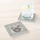 キッチングラス茶ポットベージュカラー ガラスコースター (アングル)