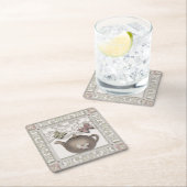 キッチングラス茶ポットベージュカラー スクエアペーパーコースター (インサイチュ)