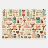 キッチンケーキとツールレトロ ラッピングペーパーシート (正面3)