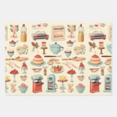 キッチンケーキとツールレトロ ラッピングペーパーシート (正面2)