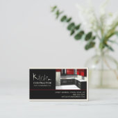 キッチンコントラクターキャビネットのホワイトブラックカード 名刺 (スタンド正面)