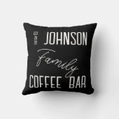 キッチンコーヒーバーファミリー名白黒 クッション (裏面)