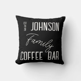 キッチンコーヒーバーファミリー名白黒 クッション