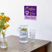 キッチンコーヒー愛好家パープル金ゴールド 箔ポスター (レイダウン (キッチン))