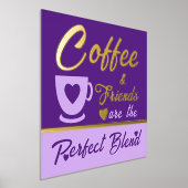 キッチンコーヒー愛好家パープル金ゴールド 箔ポスター (レイダウン)