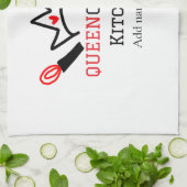 キッチンシェフのクイーン料理名の冠を追加 キッチンタオル (折り畳み)