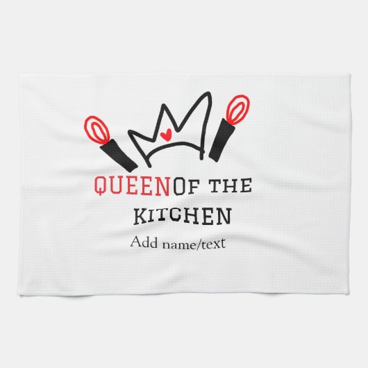 キッチンシェフのクイーン料理名の冠を追加 キッチンタオル (横)