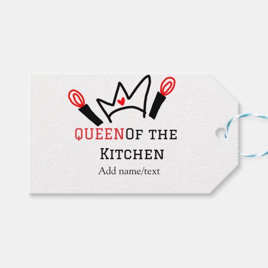 キッチンシェフのクイーン料理名の冠を追加 ギフトタグ (正面(横))
