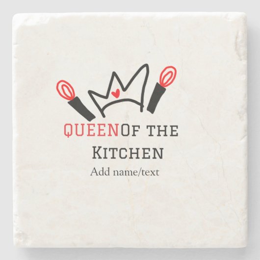 キッチンシェフのクイーン料理名の冠を追加 ストーンコースター (正面)