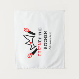 キッチンシェフのクイーン料理名の冠を追加 タペストリー