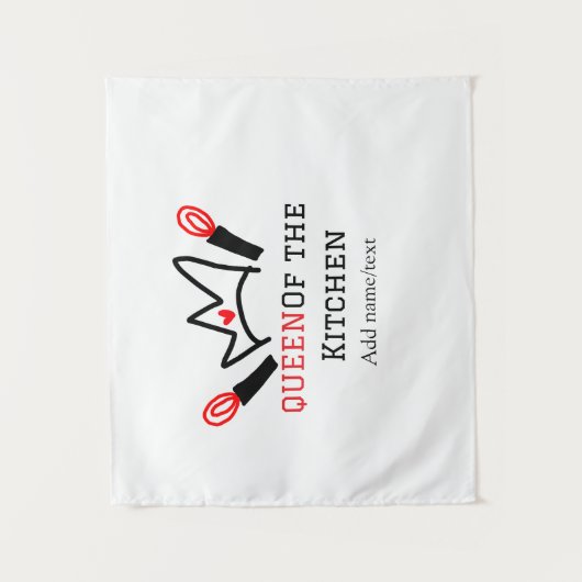 キッチンシェフのクイーン料理名の冠を追加 タペストリー (正面)