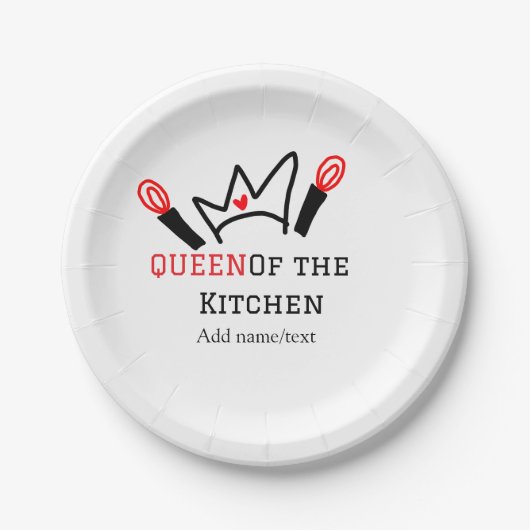 キッチンシェフのクイーン料理名の冠を追加 ペーパープレート (正面)