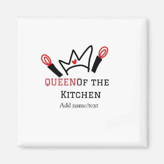 キッチンシェフのクイーン料理名の冠を追加 マグネット (正面)