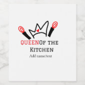 キッチンシェフのクイーン料理名の冠を追加 ワインラベル (シングルラベル)