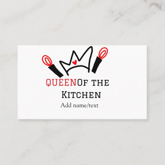 キッチンシェフのクイーン料理名の冠を追加 名刺 (正面)